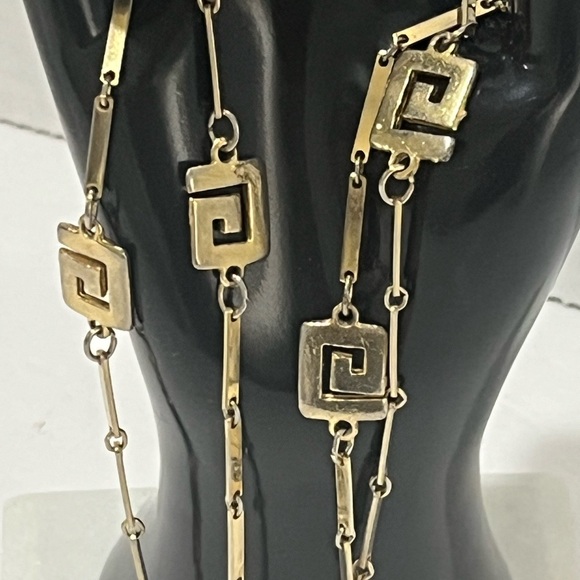 Gold Tone Elongated Bars  Necklace  with  G Monogram Design - 36 in. - Picture 2 of 3